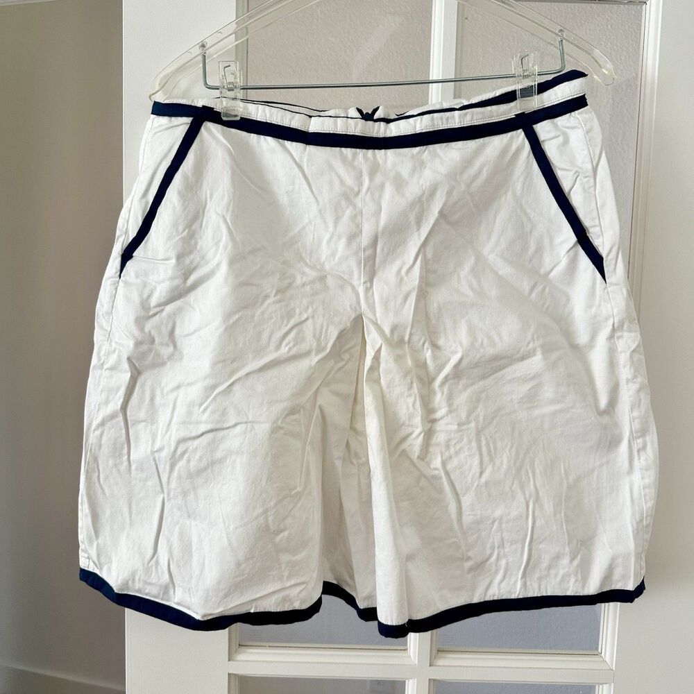 Bobby Jones CLOVER Golf Women Skort Sz 8 White Blue Trim Skirt/Shorts Classic